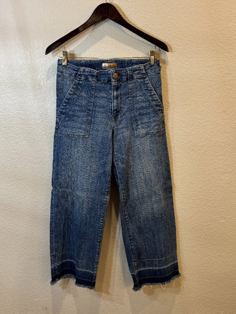 KUT from the Kloth Meg High-Rise Wide-Leg Patch Pocket Jeans